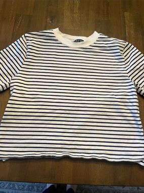 Crew Striped Crewneck Tee -crop xxs